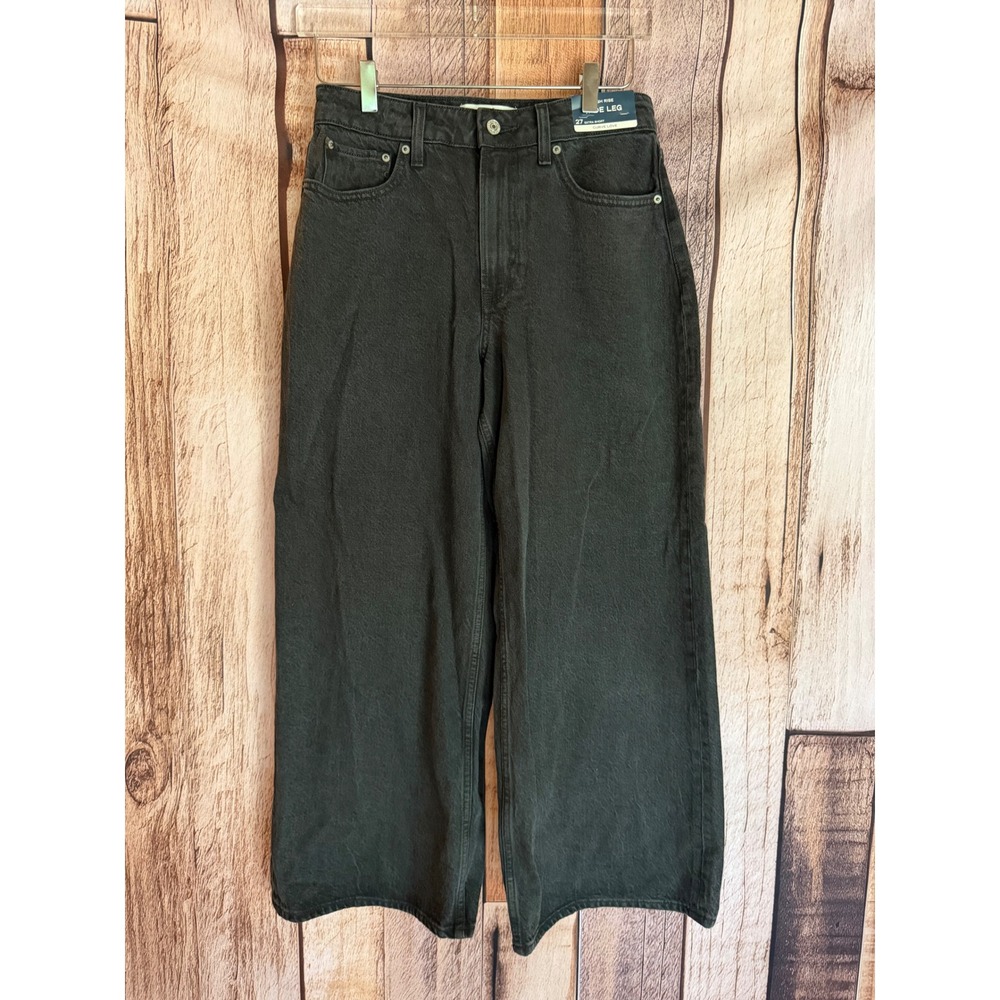 Abercrombie & Fitch Curve Love High Rise Wide Leg Jeans Black 27 Extra Short NWT